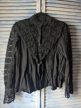 Victorian Style Cotton And Lace Blouse